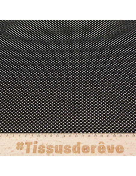 Jacquard 100% soie - Cachemire blanc fond noir