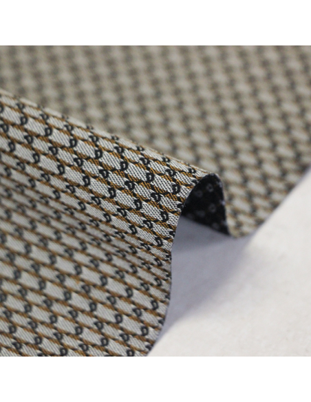 Jacquard 100% soie - Cachemire blanc fond noir