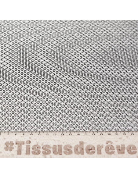 Jacquard 100% soie - Chaîne rectangulaire blanc fond bleu