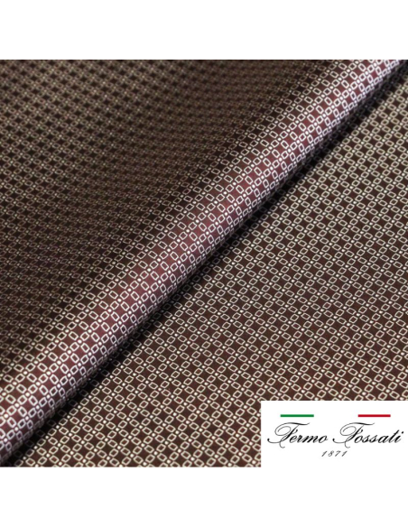 Jacquard 100% soie - Chaîne rectangulaire blanc fond bordeaux