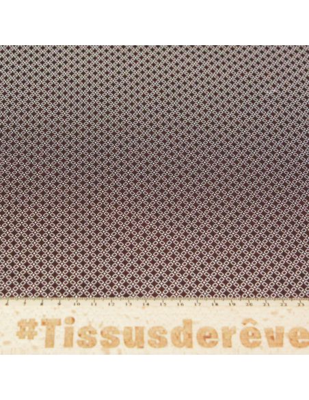 Jacquard 100% soie - Chaîne rectangulaire blanc fond bordeaux