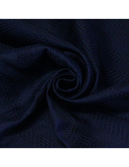 Jacquard 100% soie - Rayures texturées bleu marine