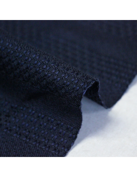 Jacquard 100% soie - Rayures texturées bleu marine