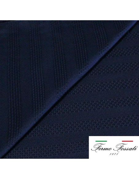 Jacquard 100% soie - Rayures texturées bleu marine