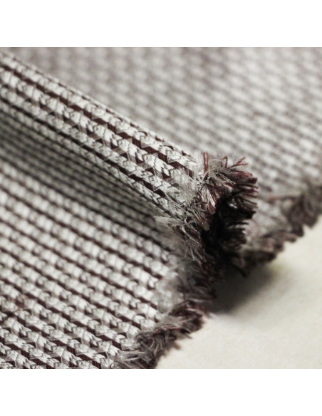 Jacquard 100% soie - Entrelacs blanc et bordeaux