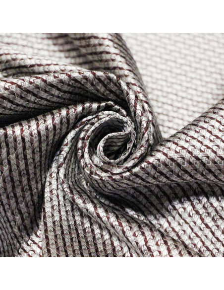 Jacquard 100% soie - Entrelacs blanc et bordeaux