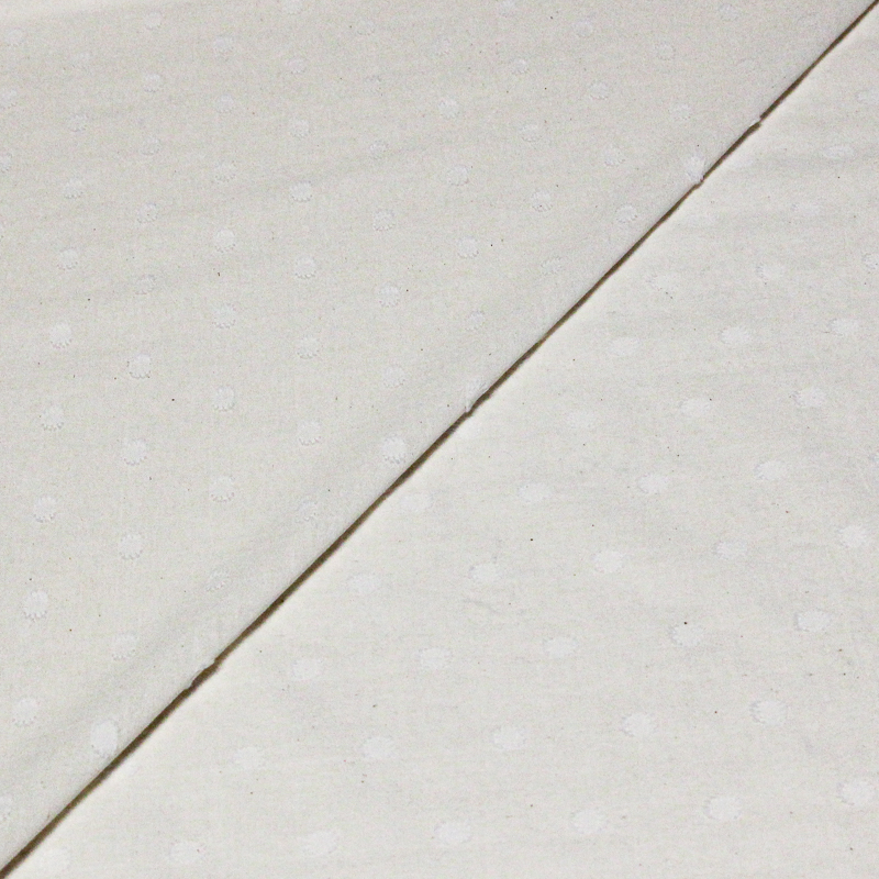 Toile de coton brodée - Cercle pointillé blanc