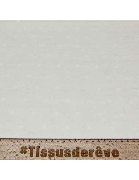 Toile de coton brodée - Cercle pointillé blanc