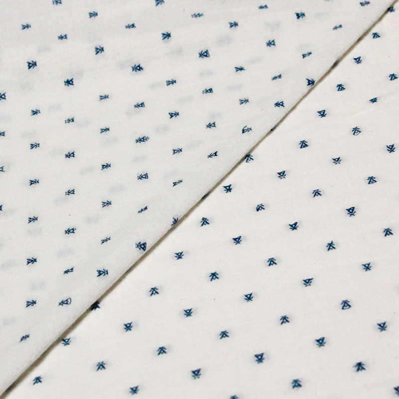 Toile de coton brodée - Tipi bleu