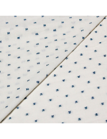 Toile de coton brodée - Tipi bleu