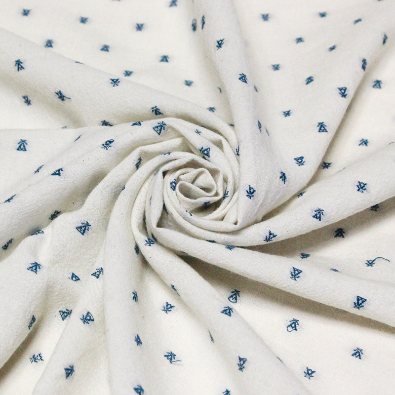 Toile de coton brodée - Tipi bleu
