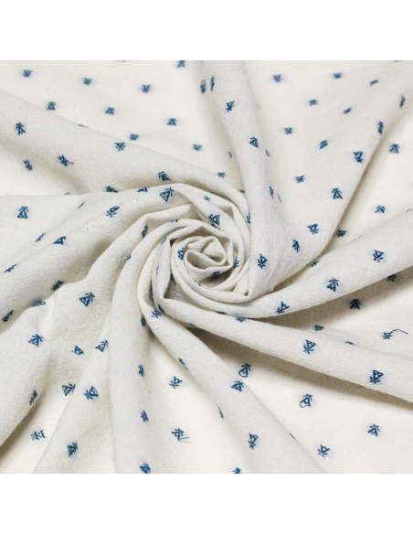 Toile de coton brodée - Tipi bleu