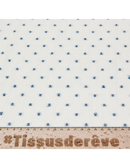 Toile de coton brodée - Tipi bleu