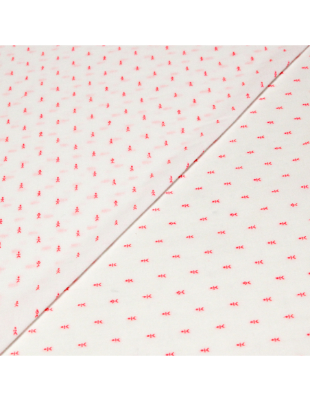 Toile de coton brodée - Bonhomme rose