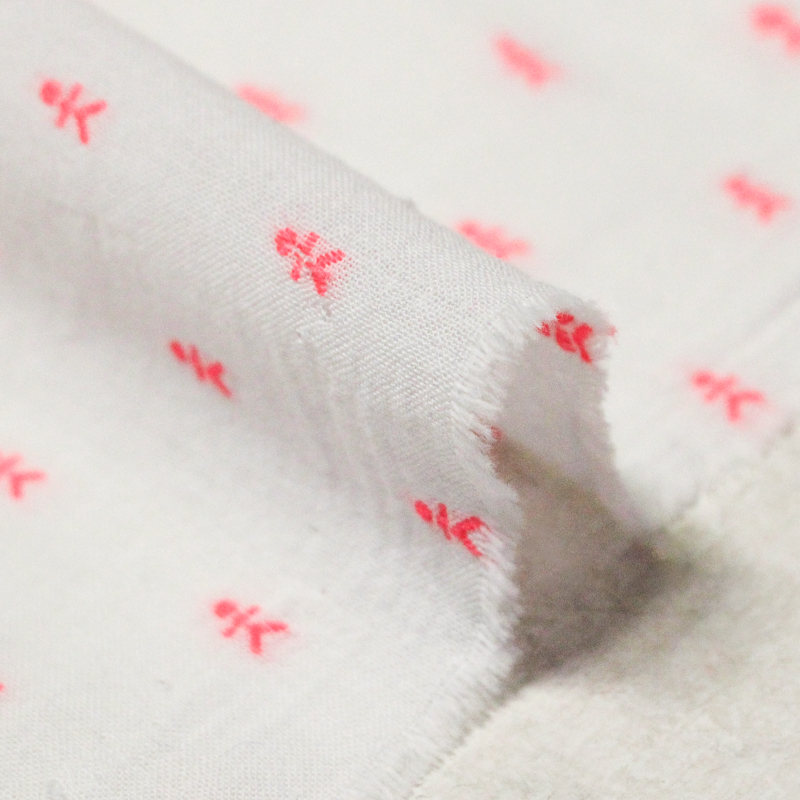 Toile de coton brodée - Bonhomme rose