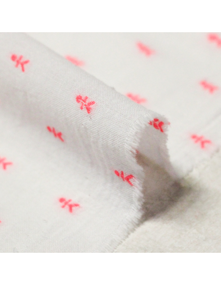 Toile de coton brodée - Bonhomme rose