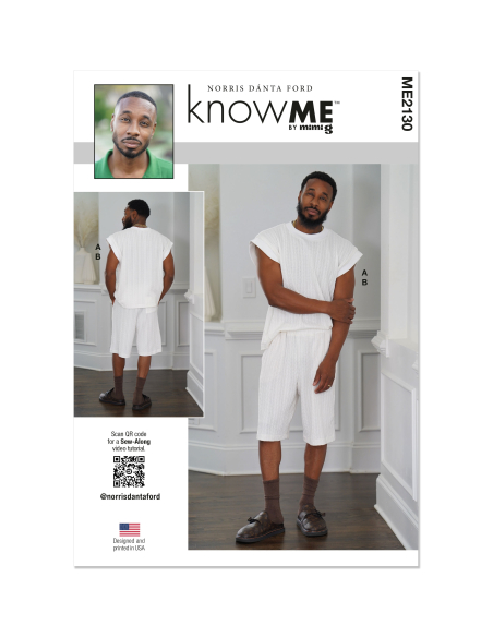 Patron KnowMe 2130.A (46-64) - Top et Shorts Homme