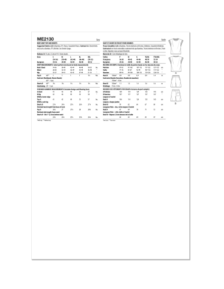 Patron KnowMe 2130.A (46-64) - Top et Shorts Homme