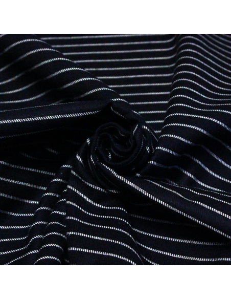 Drill 100% coton - Rayure blanche fond marine