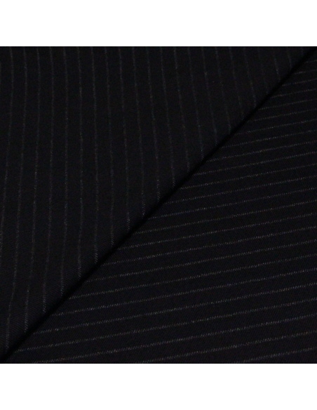 Drill 100% coton - Rayure blanche fond marine