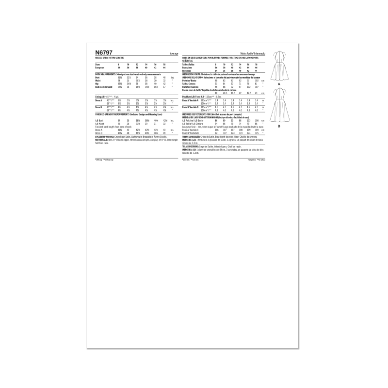 Patron New Look 6797 - Robe deux...