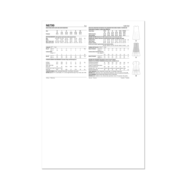 Patron New Look 6799 - Robe avec...