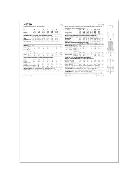 Patron New Look 6799 - Robe avec variantes manches & longueurs