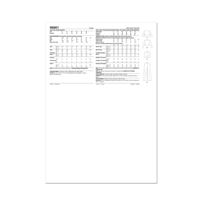 Patron New Look 6801 - Tops, Shorts &...