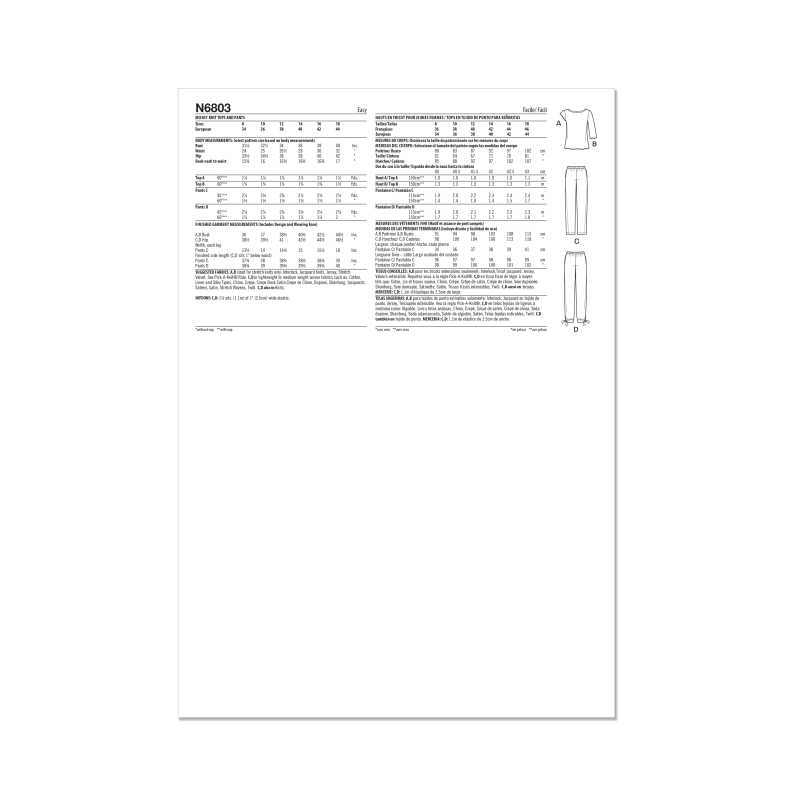 Patron New Look 6803 - Top & Pantalon...