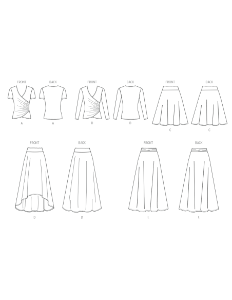 Patron New Look 6804 - Tops en maille & jupes confortables