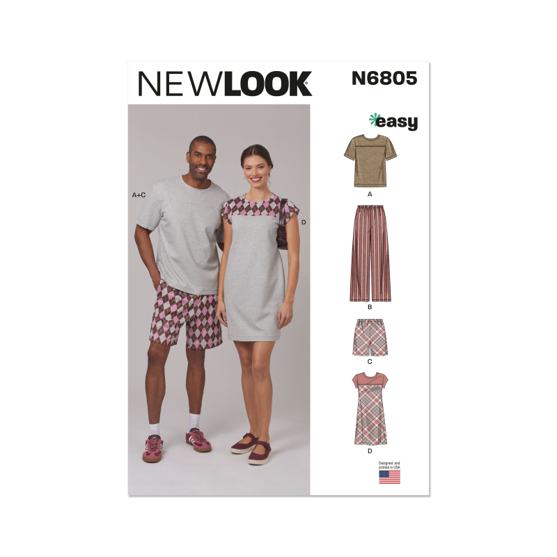 Patron New Look 6805 - Pyjama unisexe & chemise-robe de nuit