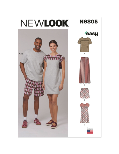 Patron New Look 6805 - Pyjama unisexe & chemise-robe de nuit