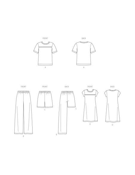 Patron New Look 6805 - Pyjama unisexe & chemise-robe de nuit