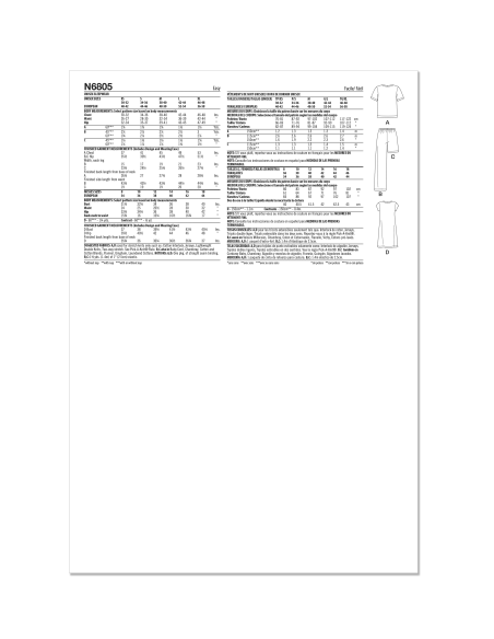 Patron New Look 6805 - Pyjama unisexe & chemise-robe de nuit