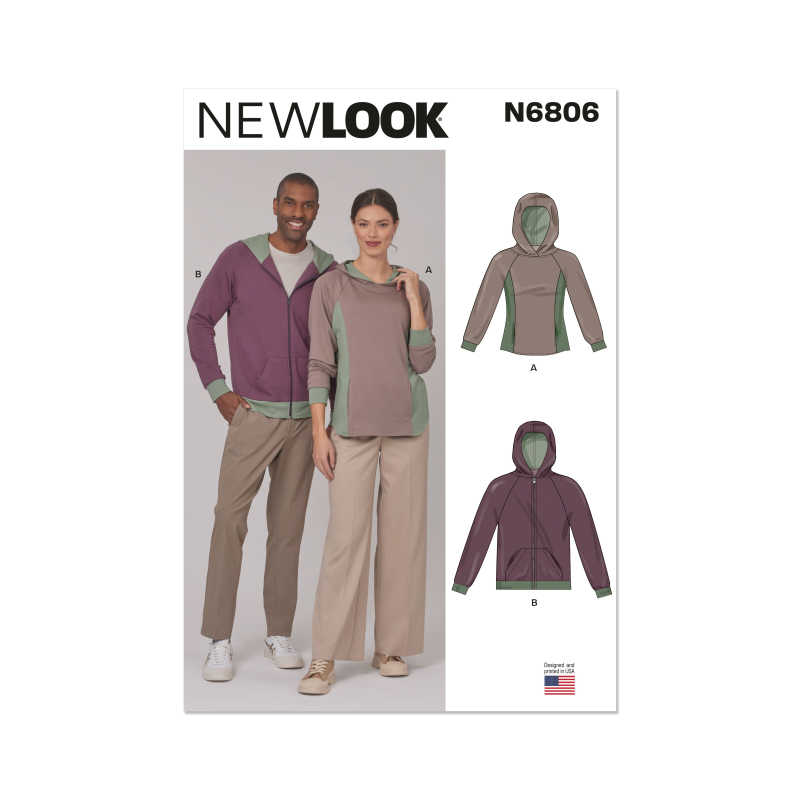 Patron New Look 6806 - Hoodies unisexes confort