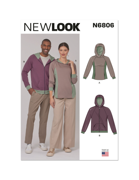 Patron New Look 6806 - Hoodies unisexes confort
