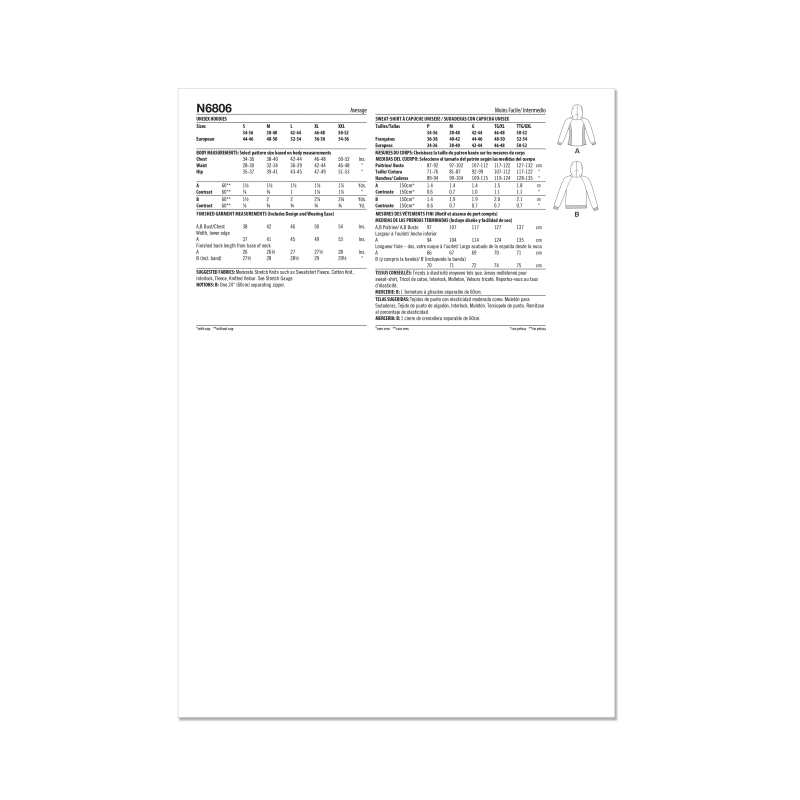 Patron New Look 6806 - Hoodies...