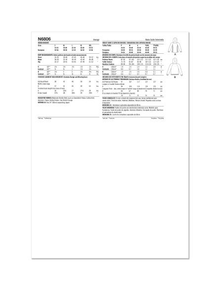 Patron New Look 6806 - Hoodies unisexes confort