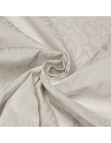 Gabardine floquée coton & élasthanne – Motif animalier blanc ton sur ton