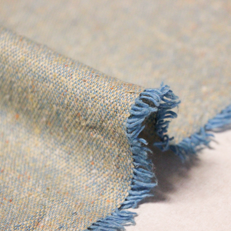 Bourette 100% soie - Bleu & jaune