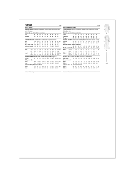 Patron Simplicity 3001.Y5 (46-54) - Robes à encolure en V