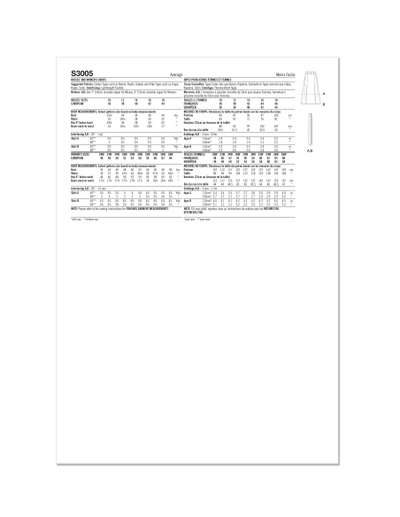 Patron Simplicity 3005.M1 (38-46) - Jupe évasée à panneaux