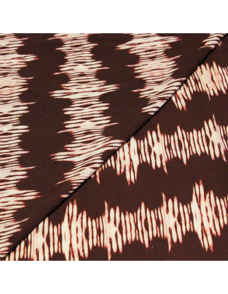 Étoffe 100% viscose - Onde blanche fond marron