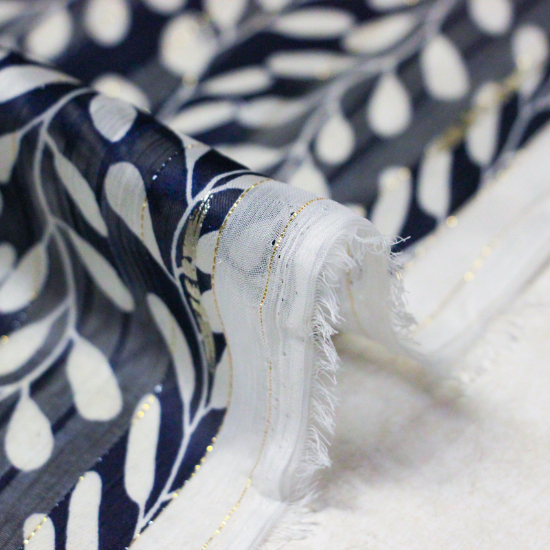 Mousseline bande satin rayure lurex -...