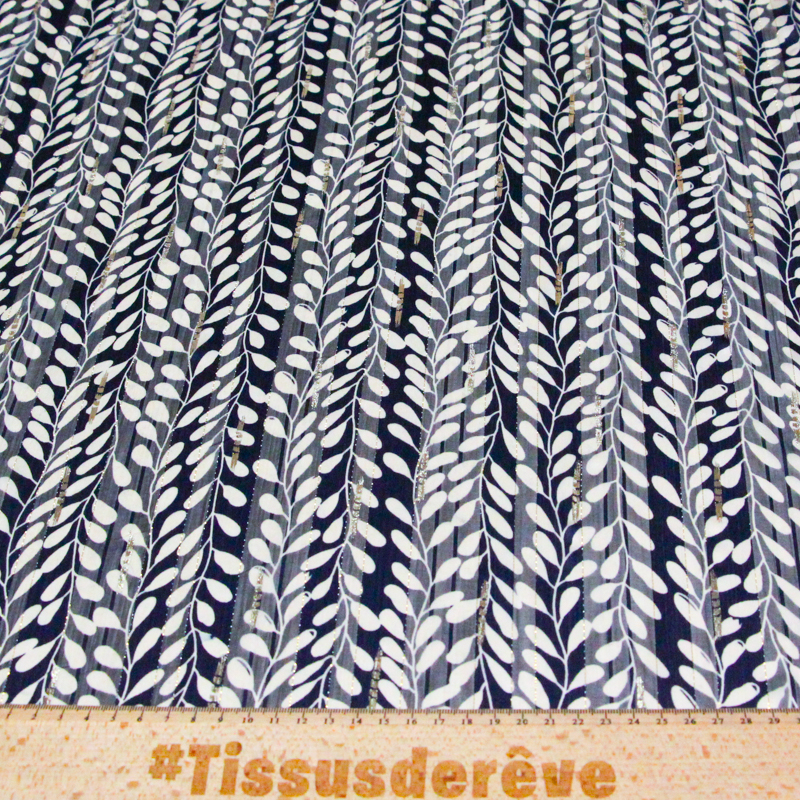 Mousseline bande satin rayure lurex -...