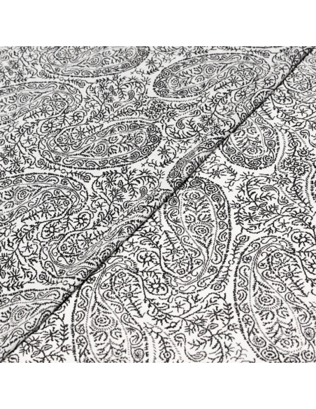 Javanaise imprimée - Paisley noir fond blanc