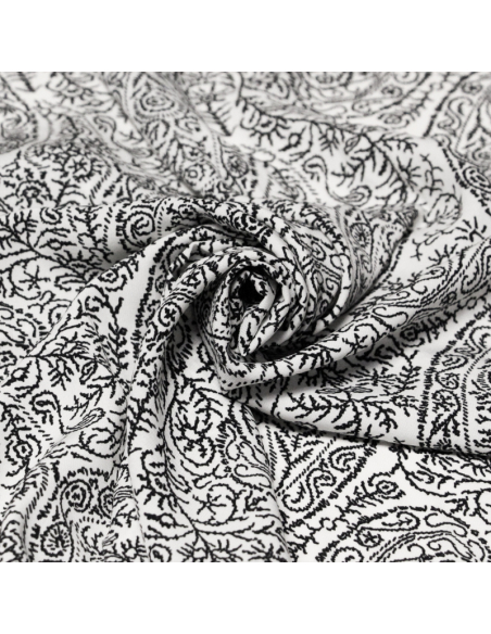 Javanaise imprimée - Paisley noir fond blanc