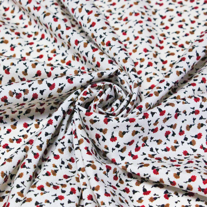 Crêpe - Petites fleurs rouges et...