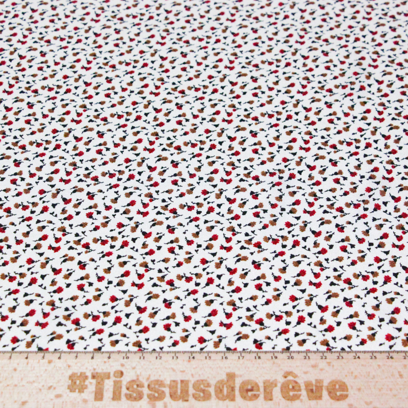 Crêpe - Petites fleurs rouges et...