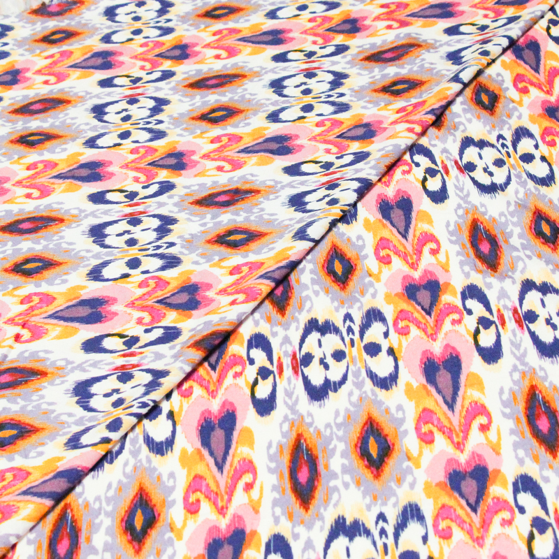 Étoffe 100% viscose - Ikat multicolore